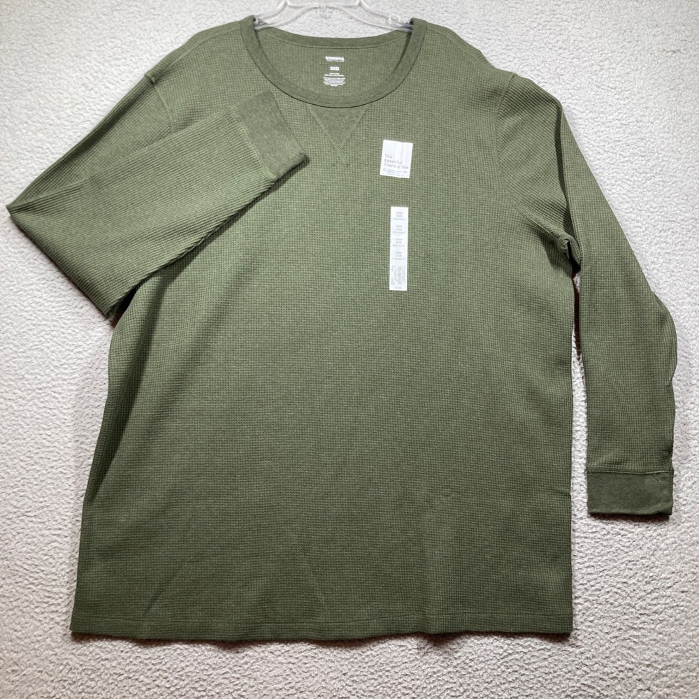SONOMA Waffle Knit Thermal Shirt ‎ Big Mens 3XB NEW Olive Green Long  Sleeve